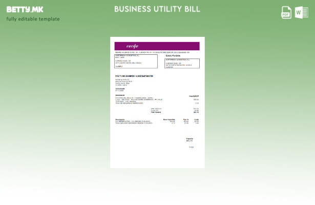 Модерен стил Renfe шаблон за деловни сметки за комунални услуги